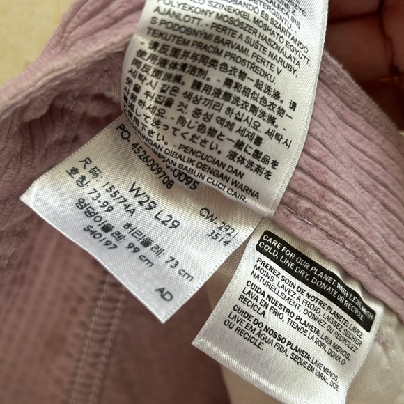 Levi’s NWT Ribcage Straight Ankle Corduroy Pants Pebble Keepsake Lilac 29 x 29 - Picture 12 of 14